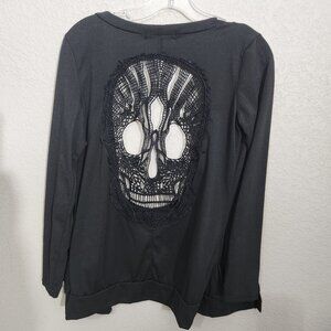Shy Land Cardigan Black Open Lace Skull Whimsigoth Goth Grunge Medium